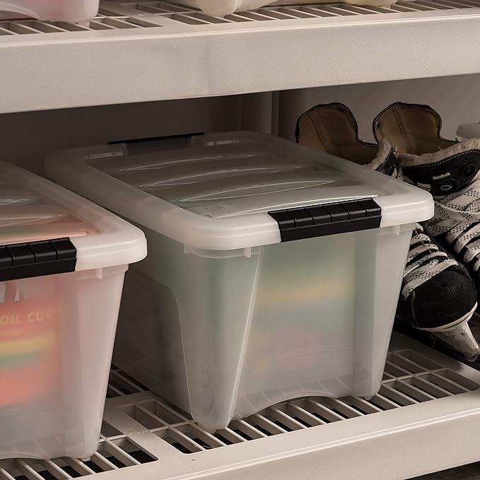 USA 19 Qt Stackable Plastic Storage Bins with Lids, 6 Pack, BPA-Free