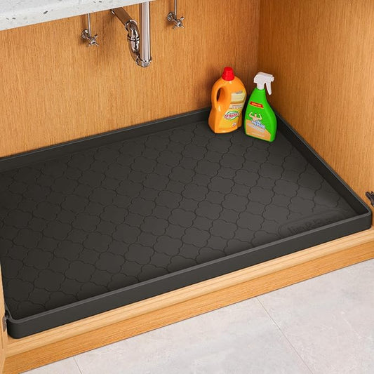 Jin&Bao Waterproof Under Sink Mat 22" x 19", Thick Silicone Mat Cabinet Protector for Kitchen and Bathroom, Shelf Liner, Home Organizer and Storage, Multipurpose Tray for Gadgets and Essentials