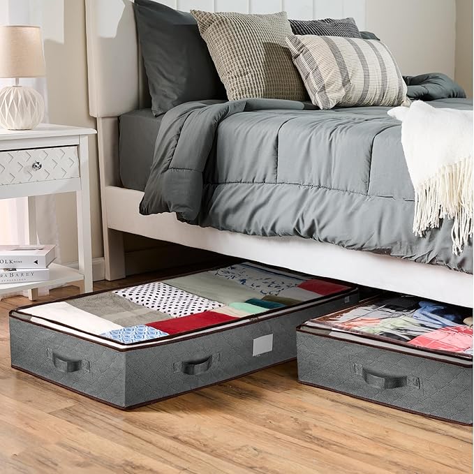 Under Bed Storage Bins, Pack Of 4 Under The Bed Storage Containers For Clothes