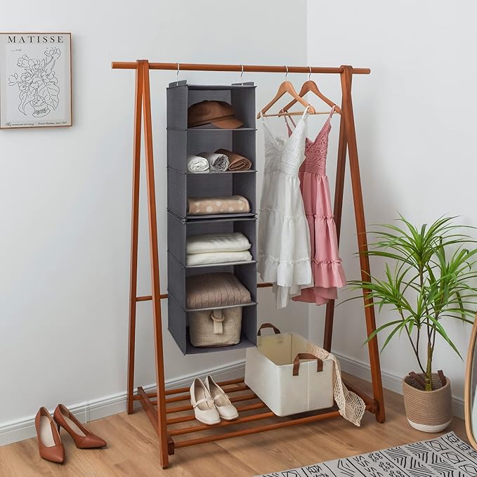 SAYS 6-Shelf Hanging Organizer for Closet, Ash Gray