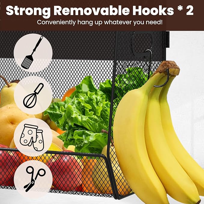 1 SET Magnetic Shelf for Fridge with Lid, Fruit Potato and Onion Storage Bins, Pantry Organizers and Storage, Large Container Magnetic Spice Rack for Refrigerator, Kitchen Counter & Cabinet