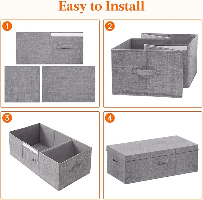 Lifewit 80L Under Bed Storage Containers, 9.8 Inch Tall Underbed Clothes Storage Organizer Bin with Sturdy Sidewalls, Bottom, 3 Lids, Deep Storage Drawer for Clothes, Shoes, Blankets, Pillows 4 Pack
