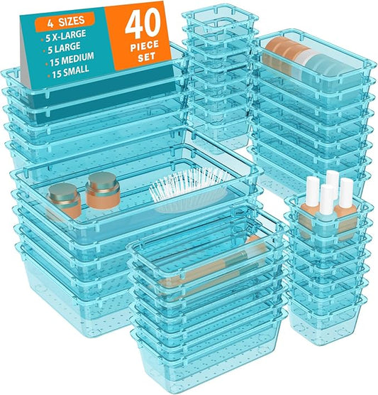 40 PCS Plastic Drawer Organizer Set