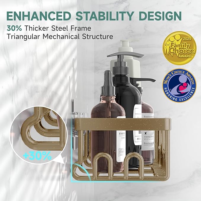 Shower Caddy 6-Pack, No Drilling & Rustproof, Matte Gold