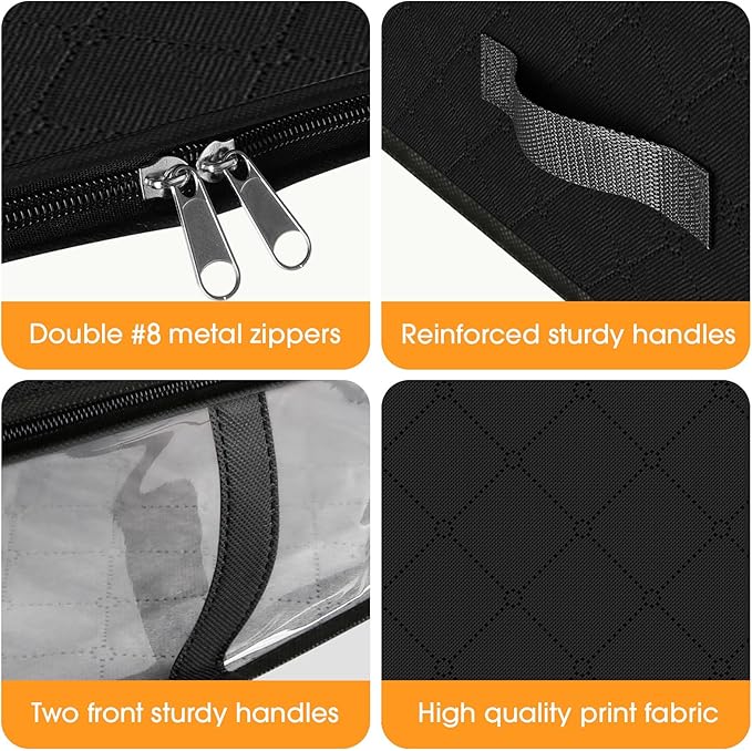 Under Bed Storage Bags 4 Pack, Black