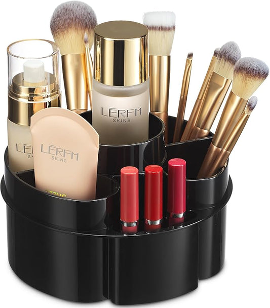 Small 360 Rotating Makeup Organizer, Round - Black