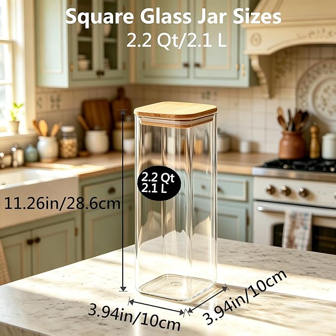 2.2 Qt Square Glass Storage Containers with Lids