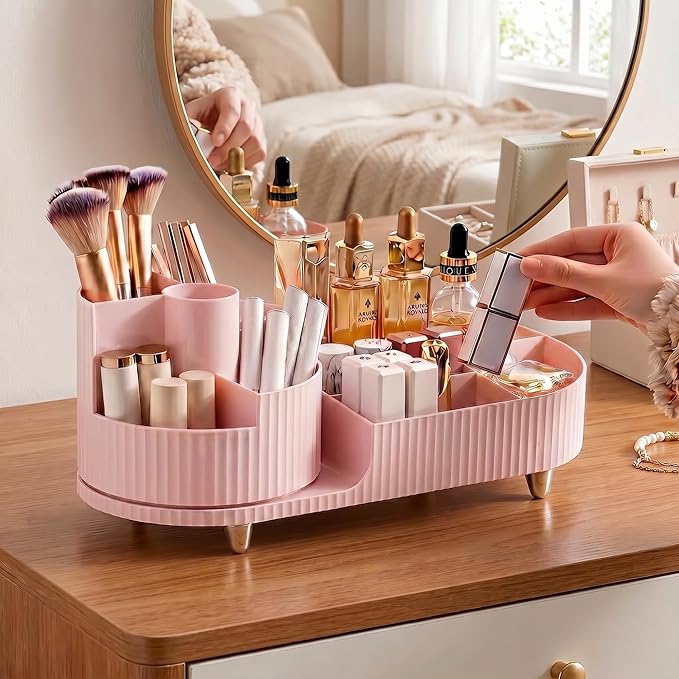 Rotating Makeup Caddy Organizer for Vanity, Pink
