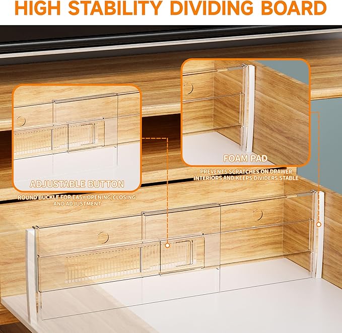 5 Pack 6 Inch Tall Acrylic Drawer Divider for Clothes-Expandable from