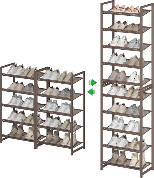 10 Tier Shoe Rack, Tall Metal Shoe Storage with Adjustable Shelves