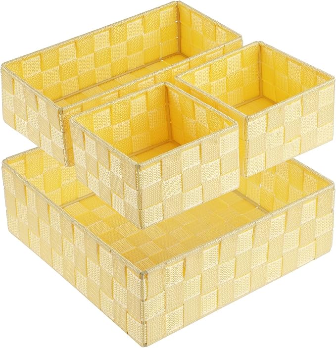 Woven Storage Baskets for Organizing, Yellow