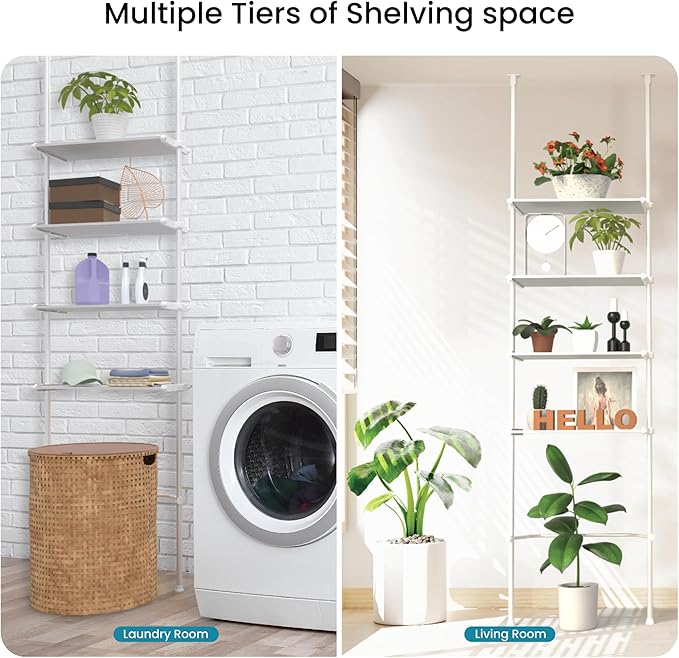 Home Zone Living Over-the-Toilet Organizer with Adjustable 4-Tier Shelves