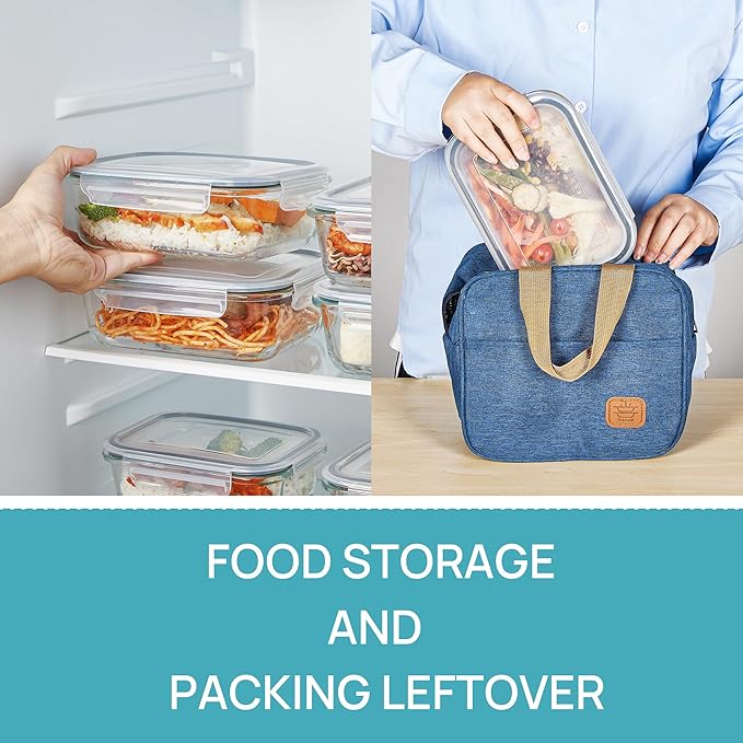 Vtopmart 10 Pack 35oz Glass Food Storage Containers with Lids, Meal Prep Containers, Airtight Reusable Lunch Container Set, Safe for Oven, Microwave, Freezer, and Dishwasher, Grey