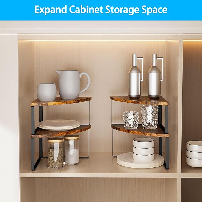 Corner Shelf Countertop Organizer, Rustic Brown