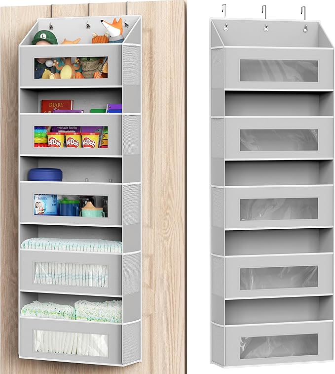 Simple Houseware Large Heavy Duty Over the Door Organizer with 5 Clear Window