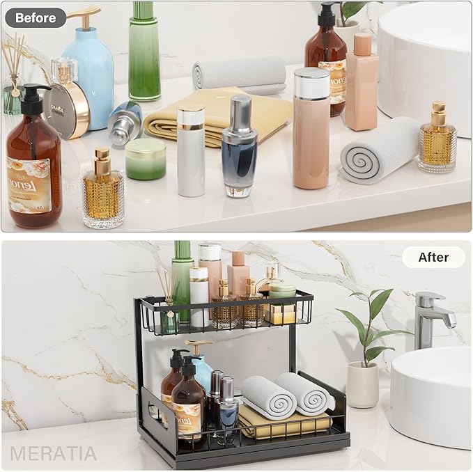 Sturdy Metal Under Sink Organizer 2 Tier