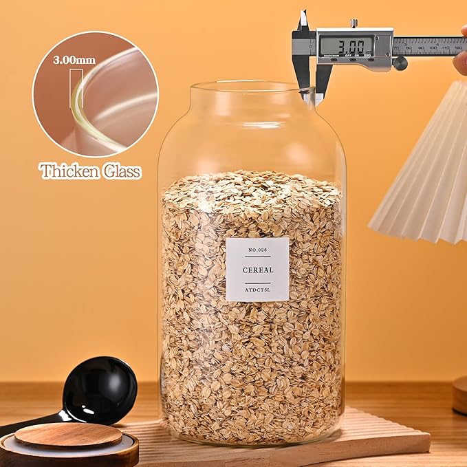 2 PCS Large Glass Jar With Lid，Glass Food Storage Jars for Flour,Sugar,Coffee,Rice, Walnut，Nutsand More(1 gallon/4000 ml)