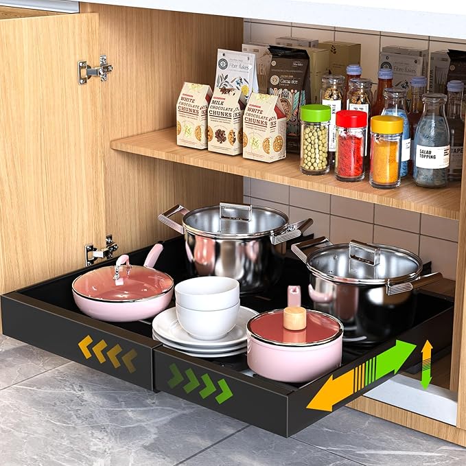 Mlinavn Pull Out Cabinet Organizer 21" Deep Expandable Slide Out Drawer