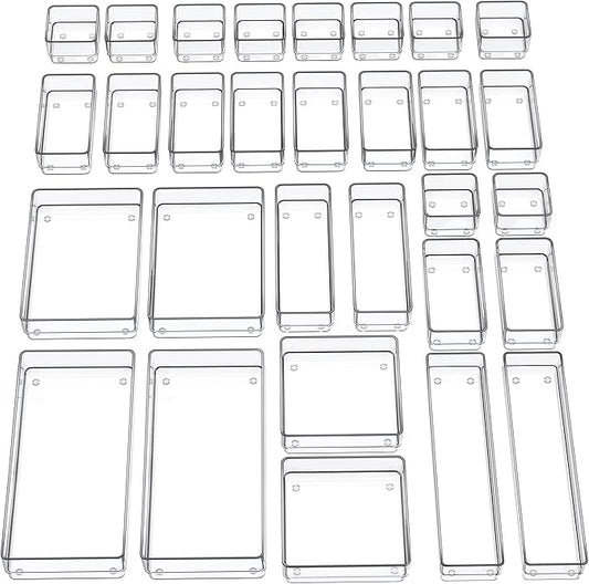 30-Piece Drawer Organizer with Non-Slip Silicone Pads