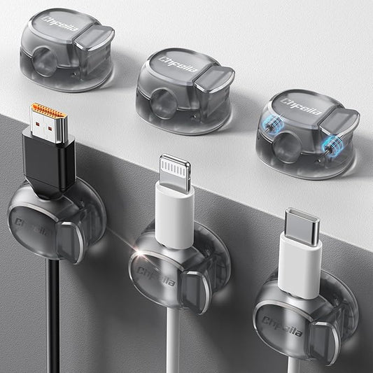 Cable Clips, Chfeila Latest Dual Spring Cord Organizer with Clasp Lock