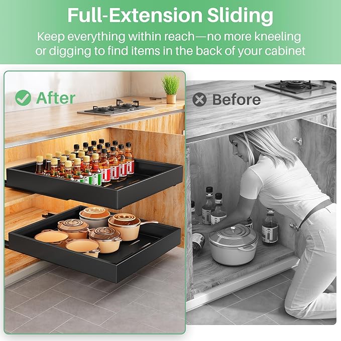 2Pack Pull out Cabinet Organizer, 21" Deep