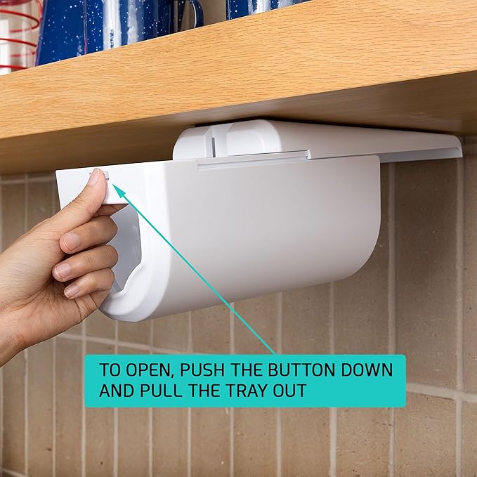 ELYPRO Dispenser for Bags size Quart, Sandwich, and Snack Bags | Under-Cabinet or Shelf Mount | Easy Front-Access Bag Dispensing | Kitchen Organization and Storage Solution