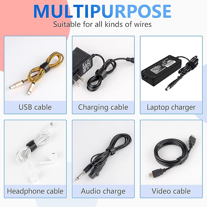 120 PCS 5/6/8 Inch Reusable Cable Ties for Cords – Data Cable Organizer Ties – Cord Wraps for Charging Cords – Electrical Wire Straps, Black