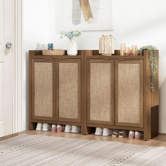 Shoe Cabinet Set of 2, Large Capacity Shoe Storage Organizer Cabinet