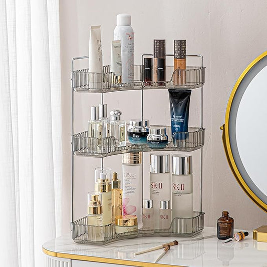 Shuang qing 3-Tier Corner Bathroom Counter Organizer, Slate Gray