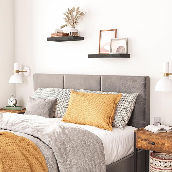 Floating Shelves for Wall, Wall Mounted Shelf Set of 2, Charcoal Gray BC40BJ01