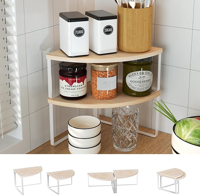 Corner Shelf Countertop Organizer, Natural Beige