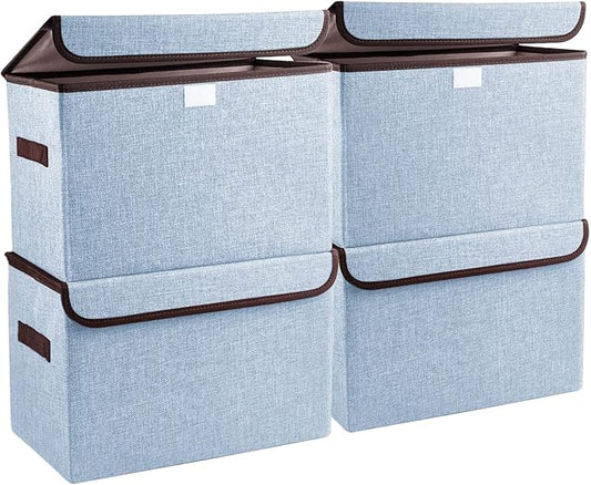 Foldable Storage Bins with Lids, Decorative Storage Baskets