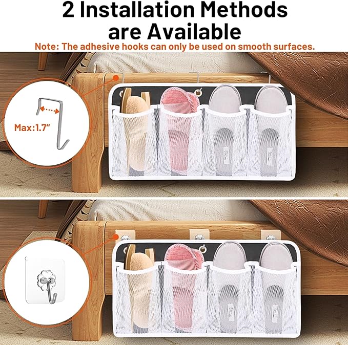RV Shoe Storage for Bedside, 4 Pocket Wall Mounted Entryway Shoes Rack