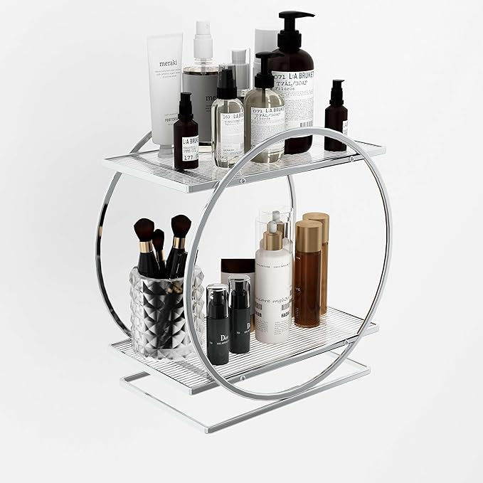 Perfume Organizer for Bedroom Dresser- Sliver Makeup Organizers for Vanity