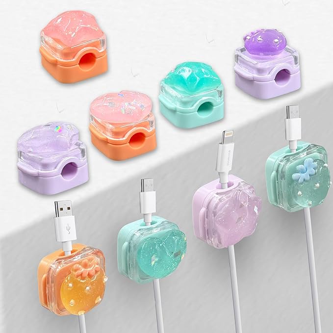 9Pack Magnetic Cable Clips for Nightstand, Strawberry Star Heart
