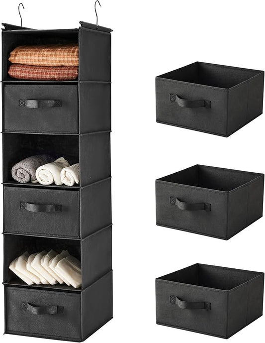 Houser 6 Tier Shelf Hanging Closet Organizer, Black-D3