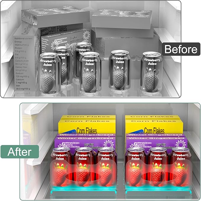 SURETIVIAN Freezer Organizer 12” Visible Fridge Organizer Rack with Removable Dividers and Handles, Freely Adjustable, Fits Refrigerator Frozen Meals, Lunch Meat Box, Cheeses (Mint Green)