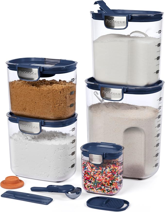 ProKeeper+ Airtight Food Storage Container Set, Navy, 9-Piece