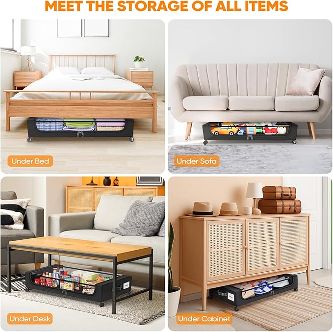 Camkey® Under Bed Storage with 360° Wheels, 2-Pack