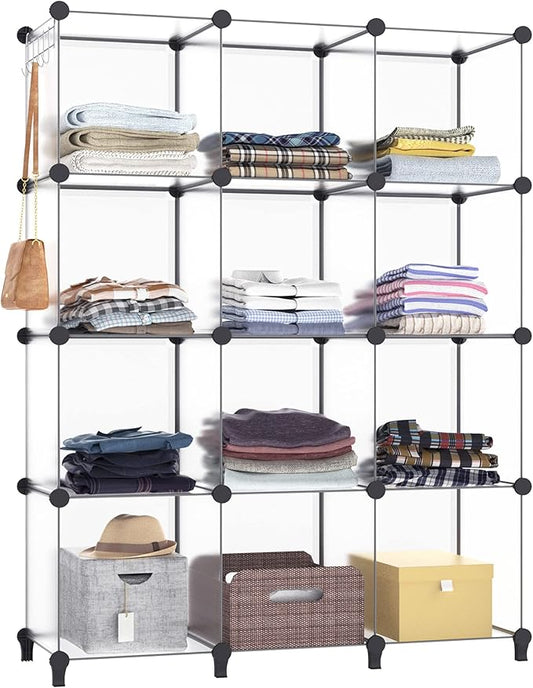 Closet Organizer, 12-cube Closet Organizers and Storage, Transparent