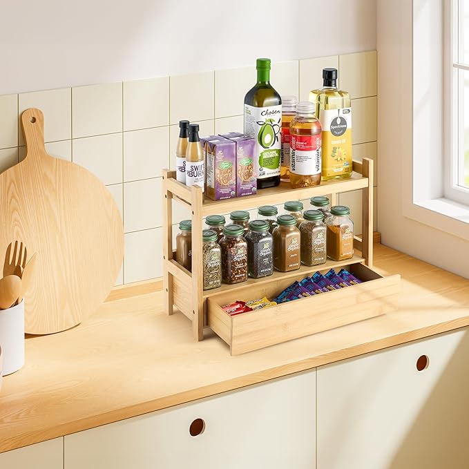 Bamboo Bathroom Counter Organizer, 17″ L x 6.5″ W x 12.6″ H