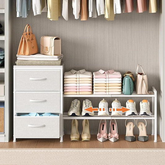 Expandable Closet Organizers and Storage, White Fabric Storage Dresser