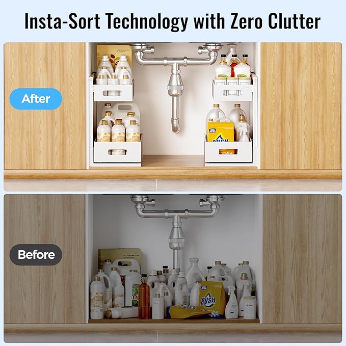 Under Sink Organizer, Bathroom Organizers and Storage, 2PCS