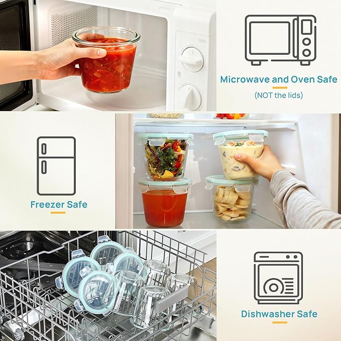 5Pack 24oz Glass Storage Containers with Lids