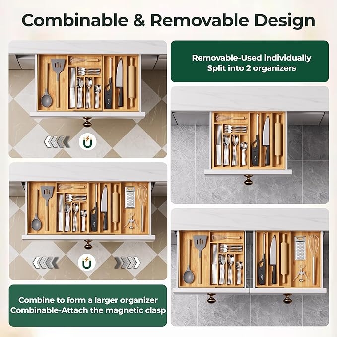 Large Silverware Organizer, Utensil Tray for Kitchen