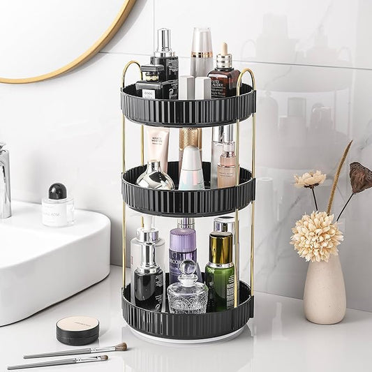360 Rotating Makeup Organizer for Vanity, Black