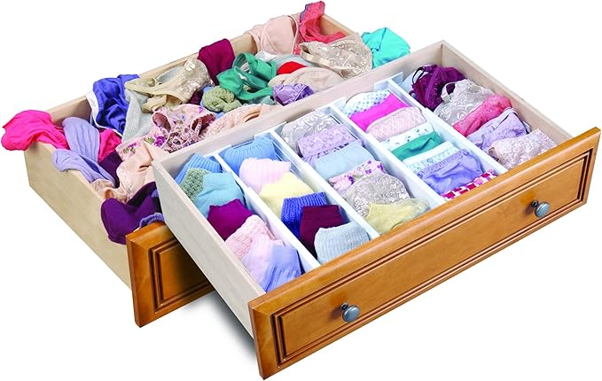 Dial Industries Adjustable Dresser Drawer Clothes Organizer Dividers, Set of 2