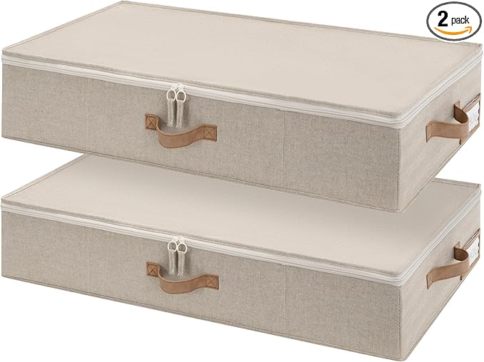 Underbed Storage Containers with Lids, Taupe