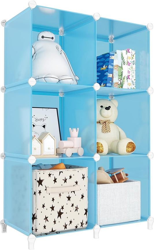 Portable Closet 6 Cube Closet Organizer and Storage Shelf Bookcase with Metal