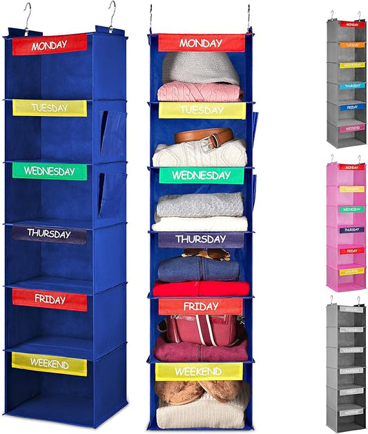 Handy Laundry Hanging Clothes Organizer for Kids, Blue